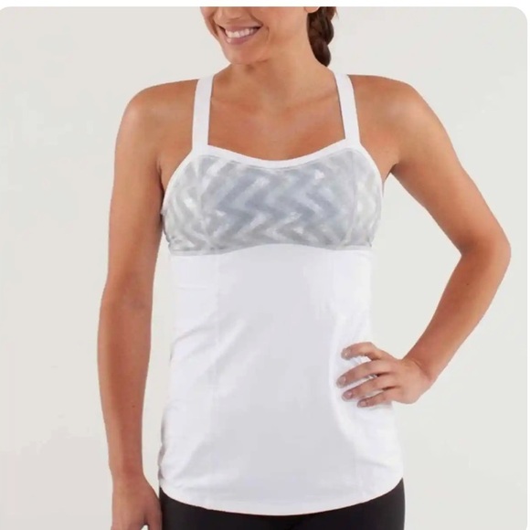 lululemon athletica Tops - Lululemon Run: Catch Me Strappy - Grey/White